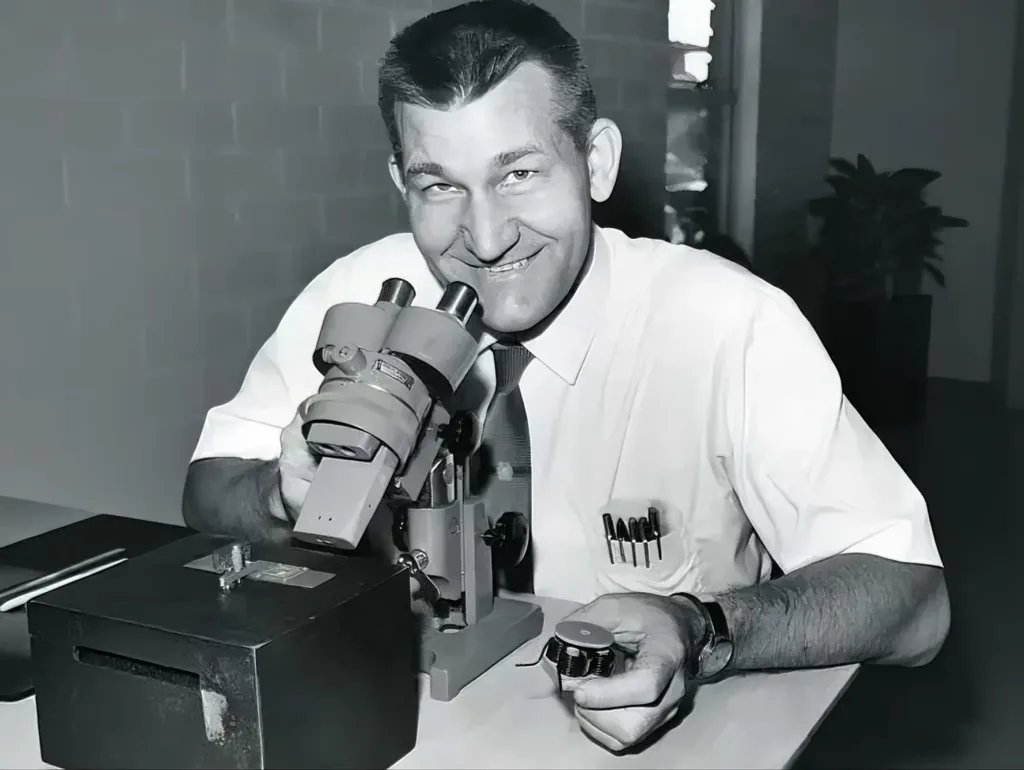 William McLellan, 1960. Note that his model is one million times larger than the final prototype.