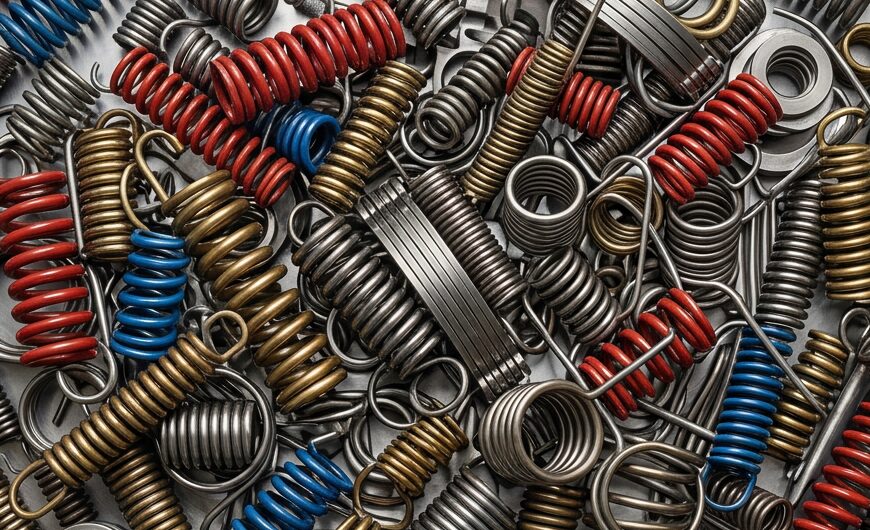 Precision mechanical springs in various sizes, materials, and finishes for industrial manufacturing.