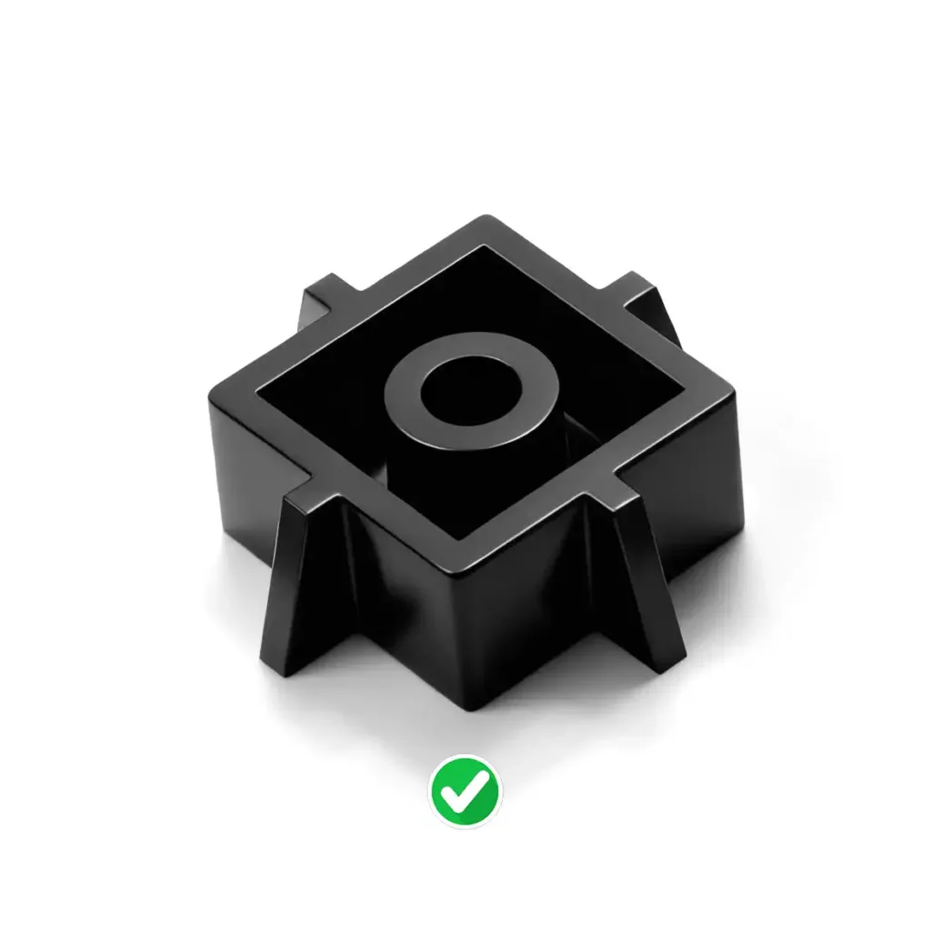 Recommended uniform wall thickness design for a plastic injection molded part