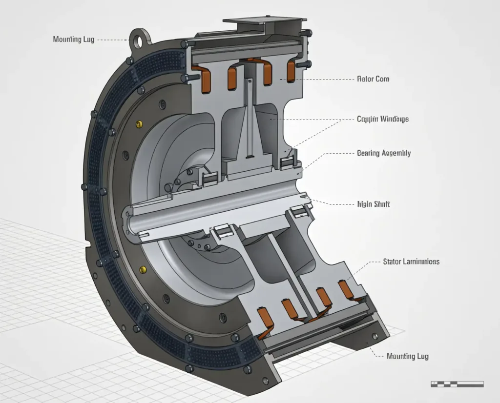 Cutaway rendering of an eddy current brake system.