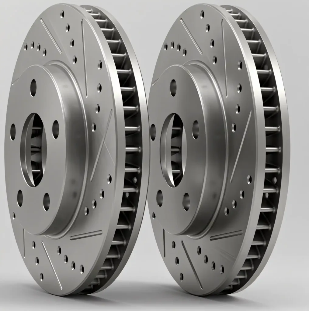 CNC-machined vented disc rotors handle high thermal loads while maintaining performance.