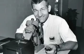 William McLellan, 1960. Note that his model is one million times larger than the final prototype.